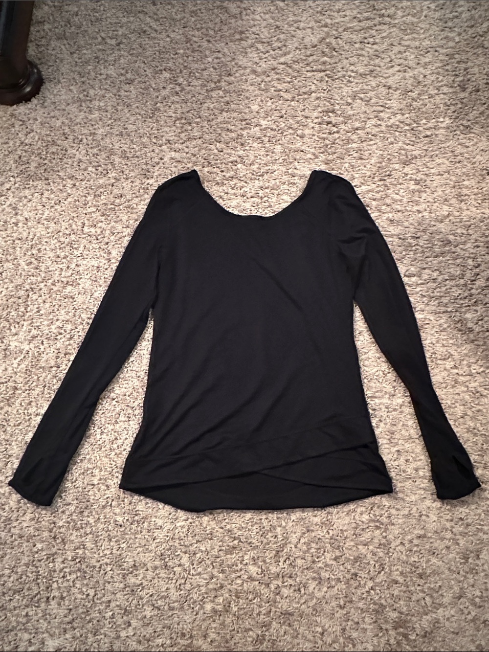 Zella Black Long-Sleeve Scoop Neck Top